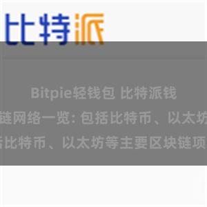 Bitpie轻钱包 比特派钱包支持的区块链网络一览: 包括比特币、以太坊等主要区块链项目