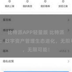 比特派APP轻量版 比特派钱包：数字资产管理生态进化，无限可能！