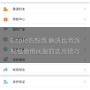 Bitpie热钱包 解决比特派钱包使用问题的实用技巧