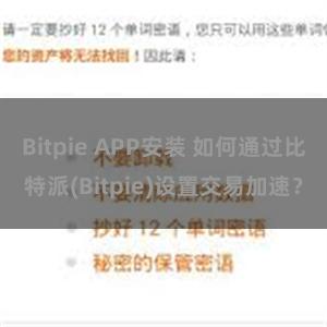 Bitpie APP安装 如何通过比特派(Bitpie)设置交易加速？