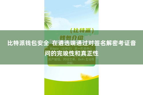 比特派钱包安全  在遴选端通过对签名解密考证音问的完竣性和真正性